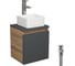 Тумба Bauedge Bau Dream Blackwood 35 с ящиком, графит, раковина BAU Mini 24х24, смеситель для раковины высокий, выпуск клик-клак, хром SD4007 1