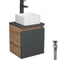 Тумба Bauedge Bau Dream Blackwood 35 с ящиком, графит, раковина BAU Mini 24х24, смеситель для раковины высокий Hotel Black, черный, выпуск клик-клак, черный SD4009 1