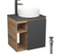 Тумба Bauedge Bau Dream Blackwood 60 правая, графит, раковина BAU Dream круглая D41, смеситель для раковины высокий Hotel Black, черный, выпуск клик клак черный SD4242 1