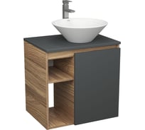Тумба Bauedge Bau Dream Blackwood 60 правая, графит, раковина BAU Dream D43, смеситель для раковины высокий Hotel Still, нержавеющая сталь SD4257