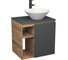Тумба Bauedge Bau Dream Blackwood 60 правая, графит, раковина BAU Dream D43, смеситель для раковины высокий Hotel Black черный SD4256 1