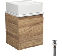 Тумба Bauedge Bau Dream Blackwood 35 с ящиком, раковина BAU Cerama Mini, белая, выпуск клик-клак черный SD4402