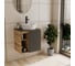 Тумба Bauedge Bau Dream Blackwood 60 правая, графит, раковина BAU Element Cristal D40, белая, смеситель Hotel Black черный SD4327 10