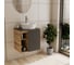 Тумба Bauedge Bau Dream Blackwood 60 правая, графит, раковина BAU Element Cristal D40, белая, смеситель Hotel Dream, нерж. сталь SD4328 6