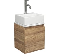 Тумба Bauedge Bau Dream Blackwood 35 с ящиком, раковина BAU Cerama Mini, белая, смеситель Hotel Dream, нерж. сталь SD4398