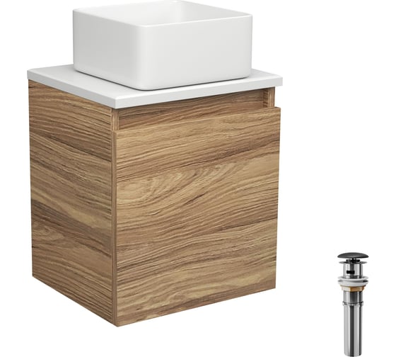 Тумба Bauedge Bau Dream Blackwood 35, раковина BAU Mini 24х24, выпуск клик-клак, черный SD3004