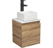 Тумба Bauedge Bau Dream Blackwood 35, раковина BAU Mini 24х24, смеситель для раковины высокий Hotel Black, черный SD3005