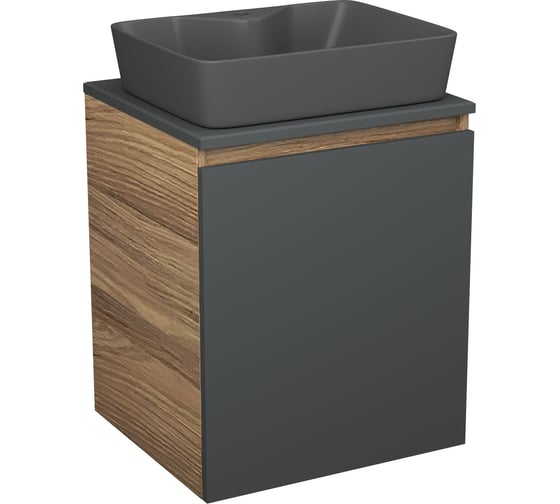 Тумба Bauedge Bau Dream Blackwood 50 графит, раковина BAU Cerama 48х37 темно-серая матовая SD4179