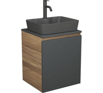 Тумба Bauedge Bau Dream Blackwood 50 графит, раковина BAU Cerama 48х37 темно-серая матовая, смеситель Hotel Dream Black, нерж. сталь, черный SD4183