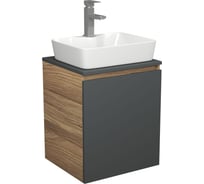 Тумба Bauedge Bau Dream Blackwood 50 графит, раковина BAU Cerama 48х37 белая, смеситель Hotel Still, нерж. сталь SD4166