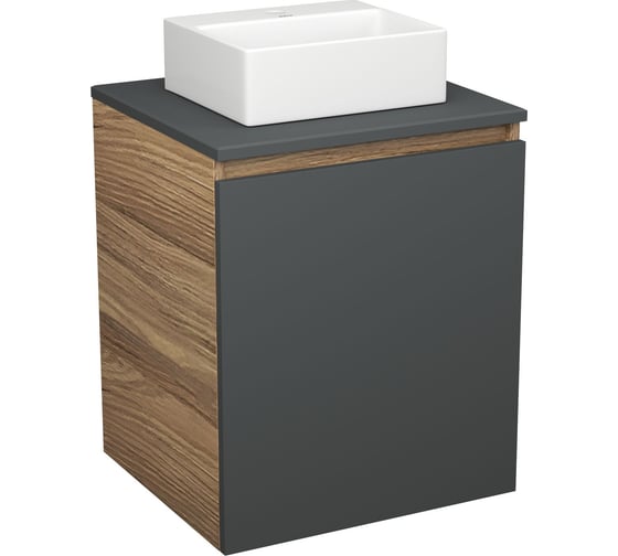 Тумба Bauedge Bau Dream Blackwood 50 графит, раковина BAU Cerama Mini белая SD4193 1