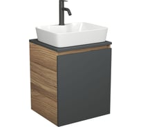 Тумба Bauedge Bau Dream Blackwood 50 графит, раковина BAU Cerama 48х37 белая, смеситель Hotel Dream Black, нерж. сталь, черный SD4169