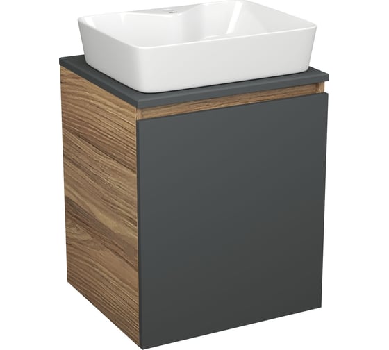 Тумба Bauedge Bau Dream Blackwood 50 графит, раковина BAU Cerama 48х37 белая SD4165 1