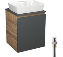 Тумба Bauedge Bau Dream Blackwood 50 графит, раковина BAU Cerama 48х37 белая, выпуск клик-клак белый SD4171