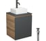 Тумба Bauedge Bau Dream Blackwood 50 графит, раковина BAU Cerama Mini белая, смеситель Hotel Dream Black, нерж. сталь, черный, выпуск клик-клак черный SD4206 1