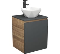 Тумба Bauedge Bau Dream Blackwood 50 графит, раковина BAU Crystal 40х40, смеситель для раковины высокий Hotel Black, черный SD4095