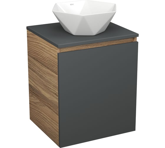 Тумба Bauedge Bau Dream Blackwood 50 графит, раковина BAU Crystal 40х40 SD4091