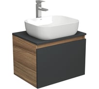 Комплект для ванной Bauedge 3 предмета (тумба Bau Dream 60, графит + раковина накладная BAU Stil 50х40, смеситель высокий Hotel Still) BD2017