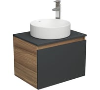 Комплект для ванной Bauedge 3 предмета (тумба Bau Dream 60, графит + раковина санфаянс накладная BAU Dream D41, смеситель высокий Hotel Still) BD2007