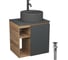 Тумба Bauedge Bau Dream Blackwood 60 правая, графит, раковина BAU Element D41, темно-серая, смеситель Hotel Dream Black, нерж. сталь, черный, выпуск клик клак SD4324 1