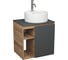 Тумба Bauedge Bau Dream Blackwood 60 правая, графит, раковина BAU Element D40, белая, смеситель Hotel Dream, нерж. сталь SD4300 1