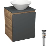 Тумба Bauedge Bau Dream Blackwood 50 графит, раковина BAU Dream D43, выпуск клик-клак, черный SD4067