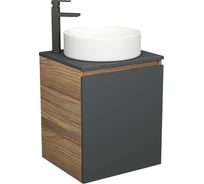Тумба Bauedge Bau Dream Blackwood 50 графит, раковина BAU Dream круглая, смеситель для раковины высокий Hotel Black, черный SD4050