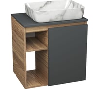 Тумба Bauedge Bau Dream Blackwood 60 правая, графит, раковина BAU Hotel 51х39, мрамор SD4261