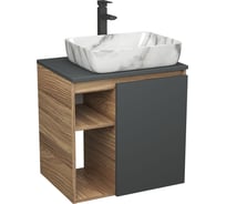 Тумба Bauedge Bau Dream Blackwood 60 правая, графит, раковина BAU Hotel 51х39, мрамор, смеситель для раковины высокий Hotel Black черный SD4265