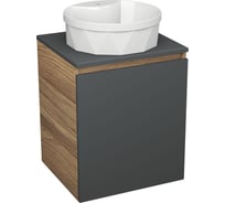 Тумба Bauedge Bau Dream Blackwood 50 графит, раковина BAU Element Cristal D40, белая SD4137