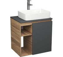 Тумба Bauedge Bau Dream Blackwood 60 правая, графит, раковина BAU Hotel 48х37, смеситель для раковины высокий Hotel Still, нержавеющая сталь SD4221