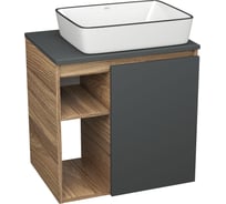 Тумба Bauedge Bau Dream Blackwood 60 правая, графит, раковина BAU Hotel Black Rand 48х37 SD4243