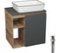 Тумба Bauedge Bau Dream Blackwood 60 правая, графит, раковина BAU Hotel Black Rand 48х37, выпуск клик клак белый SD4245 1