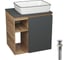 Тумба Bauedge Bau Dream Blackwood 60 правая, графит, раковина BAU Hotel Black Rand 48х37, выпуск клик клак хром SD4244 1