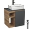 Тумба Bauedge Bau Dream Blackwood 60 правая, графит, раковина BAU Hotel Black Rand 48х37, смеситель для раковины высокий Hotel Black черный, выпуск клик клак черный SD4251 1