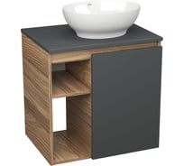 Тумба Bauedge Bau Dream Blackwood 60 правая, графит, раковина BAU Nimb 41х33 SD4270