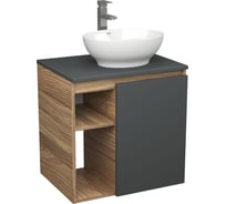 Тумба Bauedge Bau Dream Blackwood 60 правая, графит, раковина BAU Nimb 41х33, смеситель для раковины высокий Hotel Still нержавеющая сталь SD4275