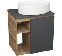 Тумба Bauedge Bau Dream Blackwood 60 правая, графит, раковина BAU Nimb 50х36 SD4225