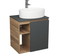 Тумба Bauedge Bau Dream Blackwood 60 правая, графит, раковина BAU Nimb 50х36, смеситель для раковины высокий Hotel Still нержавеющая сталь SD4230