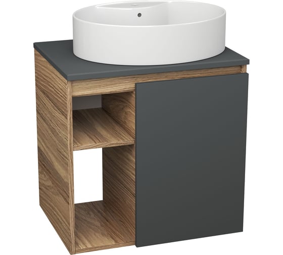 Тумба Bauedge Bau Dream Blackwood 60 правая, графит, раковина BAU Nimb 51х41 белая SD4339 1