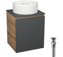 Тумба Bauedge Bau Dream Blackwood 50 графит, раковина BAU Element D40, белая, выпуск клик-клак черный SD4116