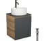 Тумба Bauedge Bau Dream Blackwood 50 графит, раковина BAU Element D40, белая, смеситель Hotel Dream Black, нерж. сталь, черный, выпуск клик-клак черный SD4122 1