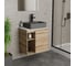 Тумба Bauedge Bau Dream Blackwood 60 правая, раковина BAU Cerama 48х37 темно-серая матовая, смеситель Hotel Black черный SD3369 10