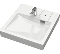 Раковина над стиральной машиной Bauedge BAU Hotel 50x55, литьевой мрамор в комплекте с кронштейнами и сифоном, белый глянец MY2006