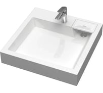Раковина над стиральной машиной Bauedge BAU Stil 60x60, литьевой мрамор в комплекте с кронштейнами и сифоном, белый глянец MY2007