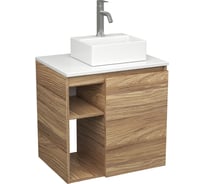 Тумба Bauedge Bau Dream Blackwood 60 правая, раковина BAU Cerama Mini 33х28 белая, смеситель Hotel Dream, нерж. сталь SD3384