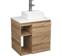 Тумба Bauedge Bau Dream Blackwood 60 правая, раковина BAU Cerama Mini 33х28 белая, смеситель Hotel Still, нерж. сталь SD3382