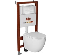 Комплект Bauedge BAU 6 в 1: инсталляция BAU PRO, унитаз подвесной безободковый, со смывом торнадо Grossman Hurricane 3, сиденье дюропласт микролифт, клавиша и Q111300-GR-4455SQ-Q00010