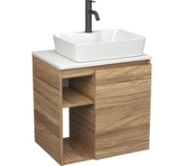 Тумба Bauedge Bau Dream Blackwood 60 правая, раковина BAU Cerama 48х37 белая, смеситель Hotel Dream Black черный SD3357