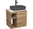 Тумба Bauedge Bau Dream Blackwood 60 правая, раковина BAU Cerama 48х37 темно-серая матовая, смеситель Hotel Dream Black черный SD3371 1